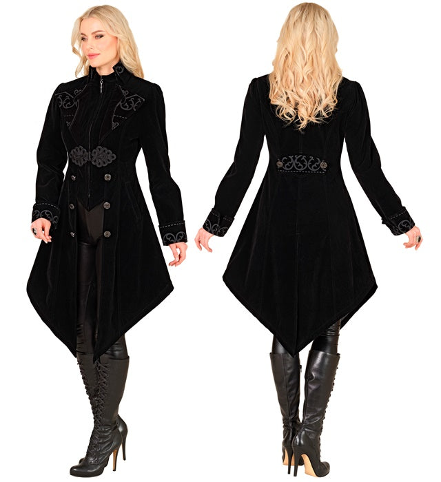 Schwarzer Gothic Mantel aus Samt für Fasnacht und Halloween