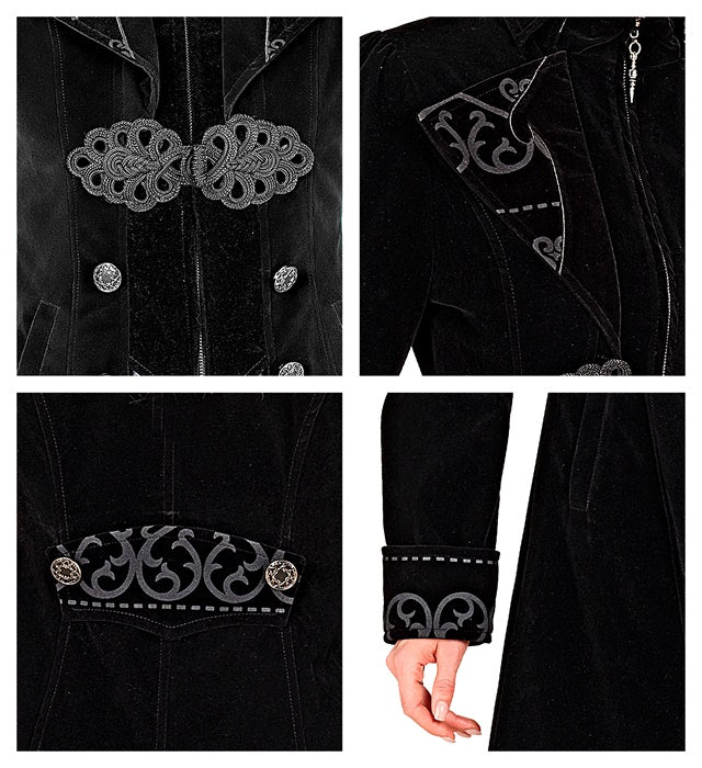Schwarzer Gothic Mantel aus Samt für Fasnacht und Halloween