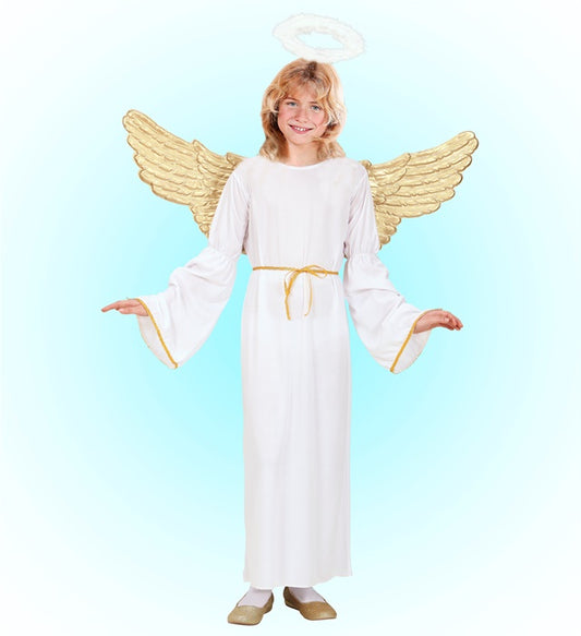 Engel Kostüm Set mit weißem Kleid, Gürtel und Heiligenschein