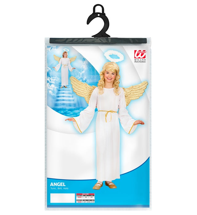Engel Kostüm Set mit weißem Kleid, Gürtel und Heiligenschein