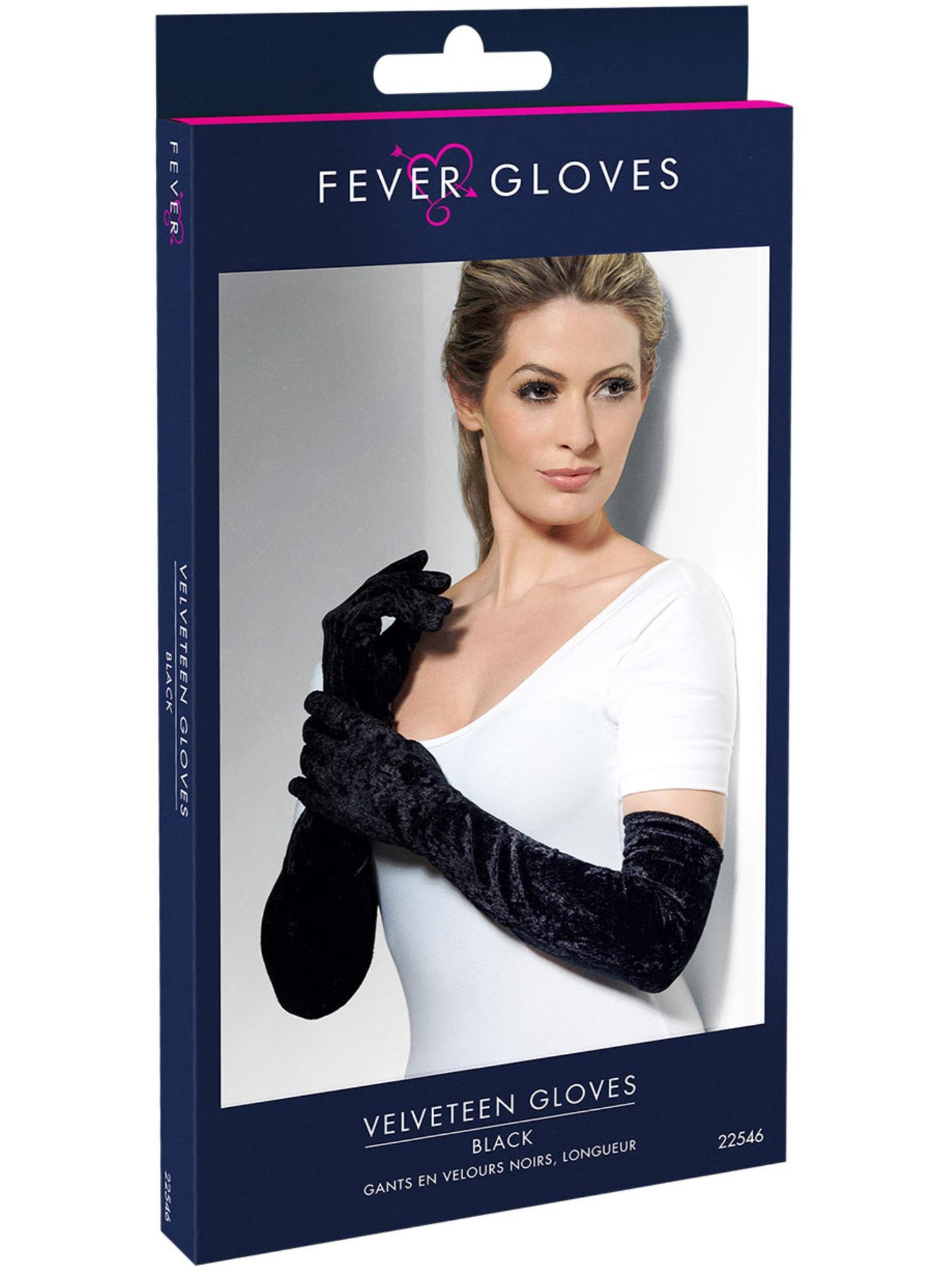 Smiffys FEVER Velveteen Gloves, Black für Damen
