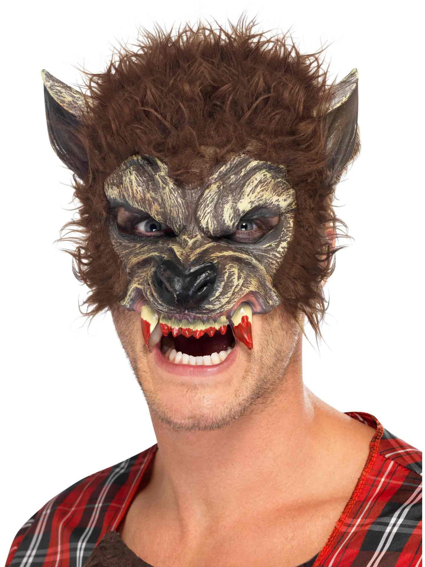 Smiffys Werewolf Half Face Latex Mask, Brown für Herren