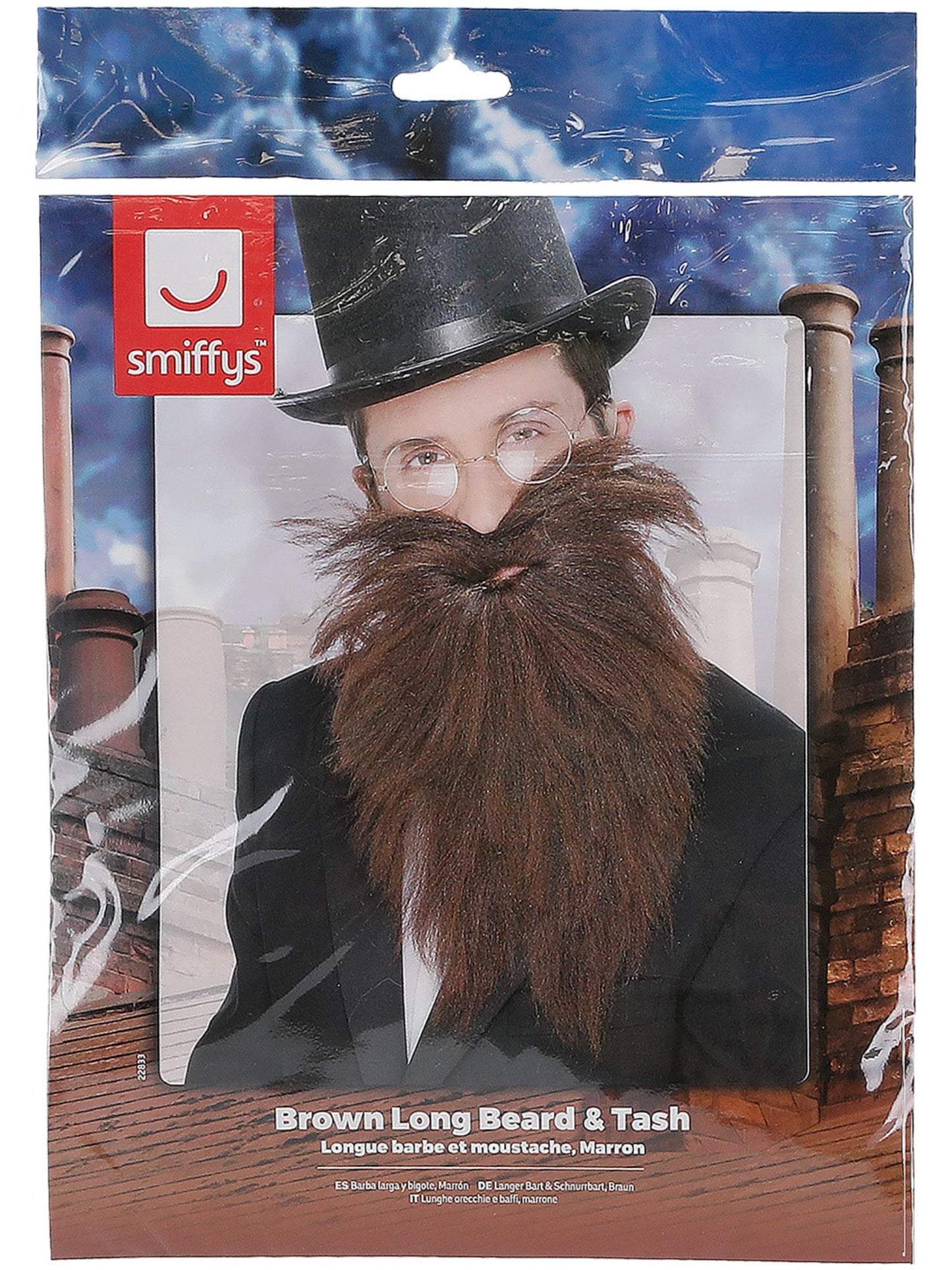 Smiffys COSMETIC Long Beard & Tash, Brown CD für Herren