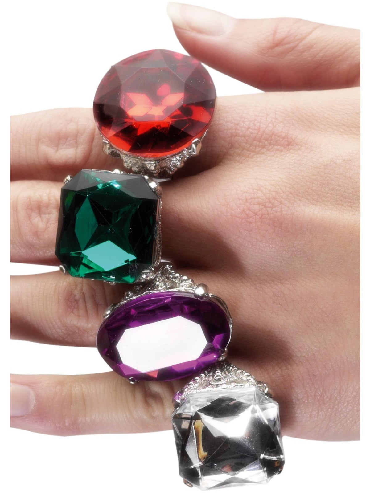 Smiffys 1970er Disco Schmuckring-Set mit 24 farbenfrohen Ringen