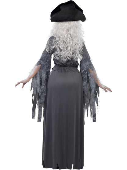 Smiffys GHOSTMUM Ghost Ship Princess Kostüm für Damen in Grau mit Kleid und Hut – Detailansicht
