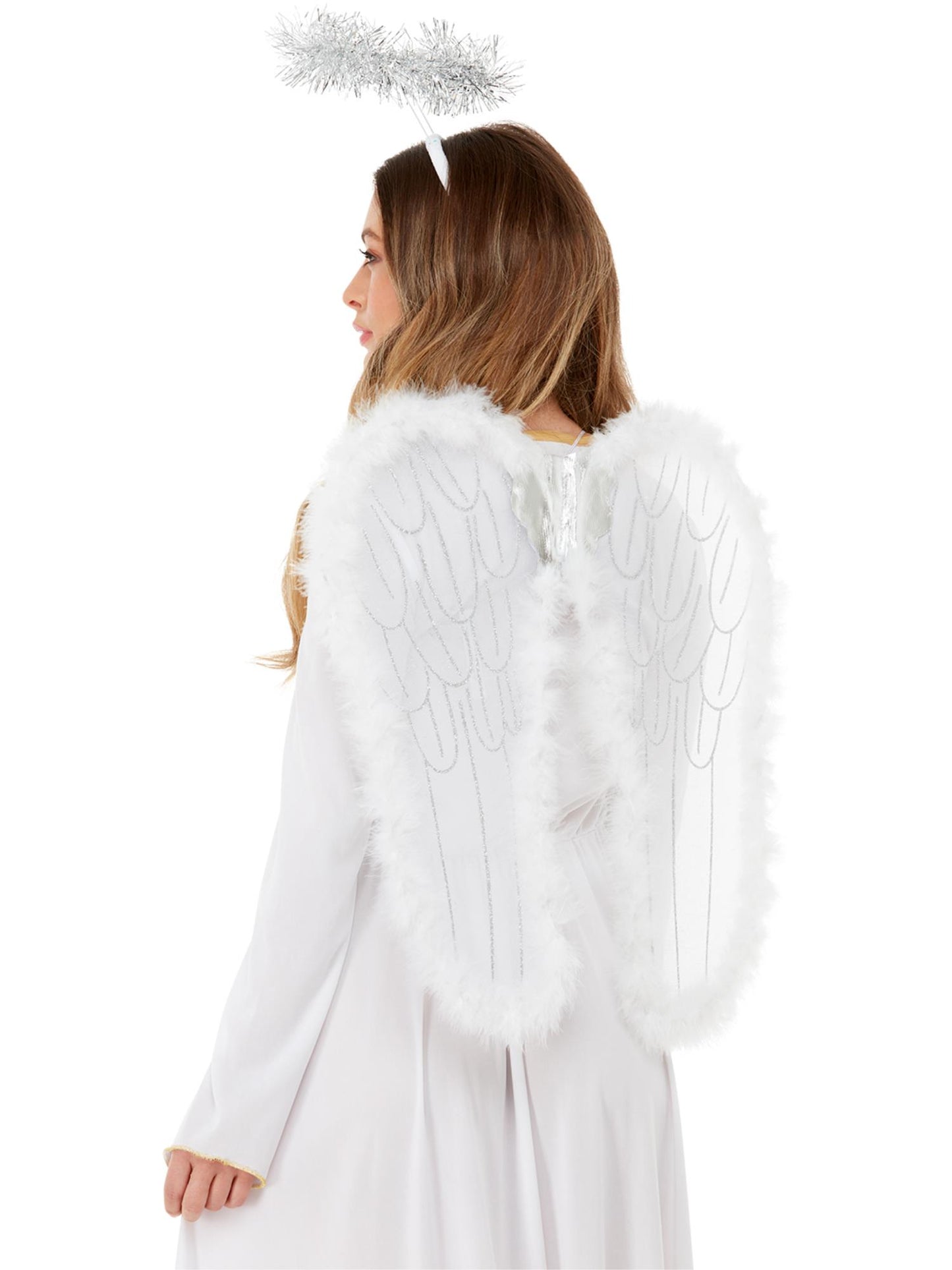 Smiffys Angel Set, Wings & Halo with Marabou, White AC für Damen