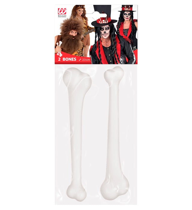Set aus zwei dekorativen Knochen 23 cm für Fasnacht und Halloween
