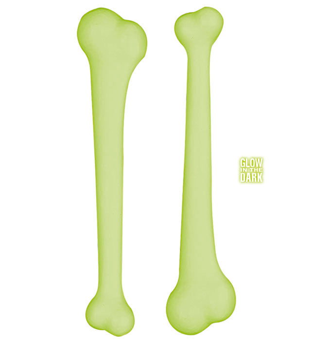 Set mit 2 leuchtenden Knochen 23 cm für Halloween und Fasnacht