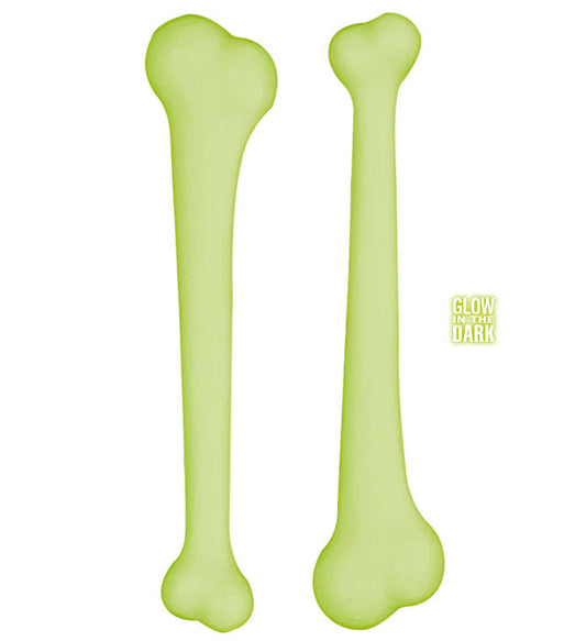 Set mit 2 leuchtenden Knochen 23 cm für Halloween und Fasnacht