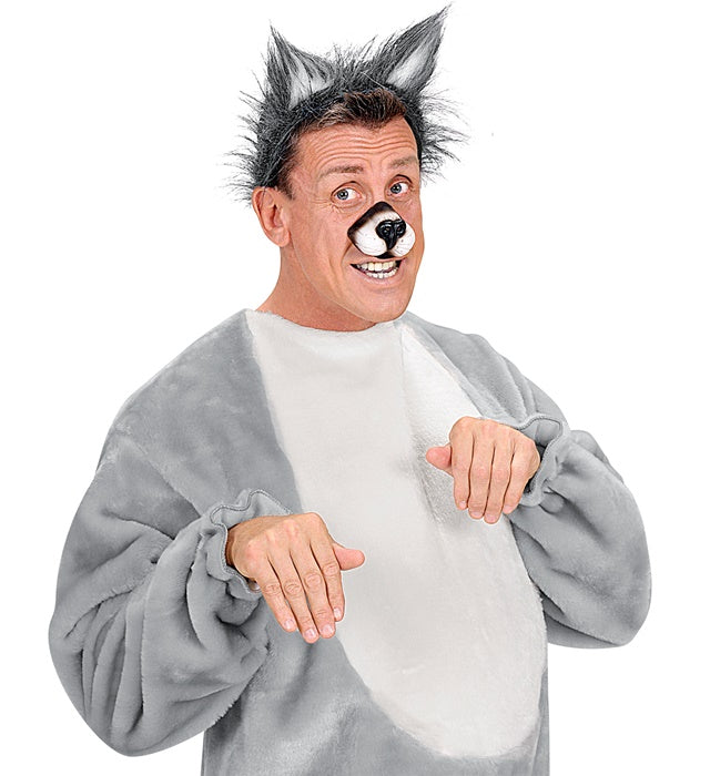 Plüsch-Wolfsohren auf Haarreif für Fasnacht und Karneval