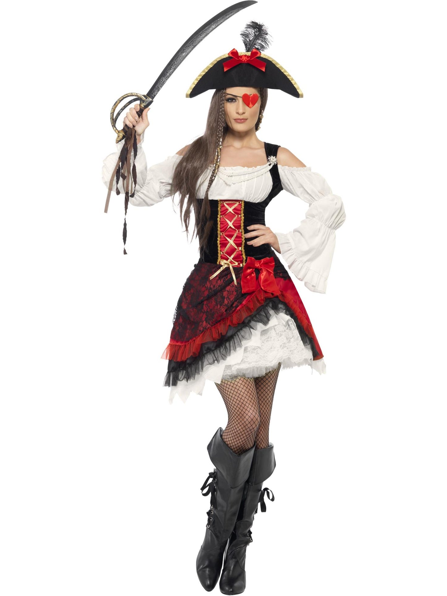 Smiffys Glamorous Lady Pirate Costume, Red CS für Damen