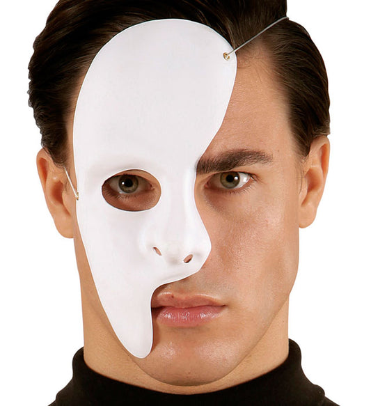 Deluxe Phantom Halbmaske in Schwarz für Fasnacht und Halloween