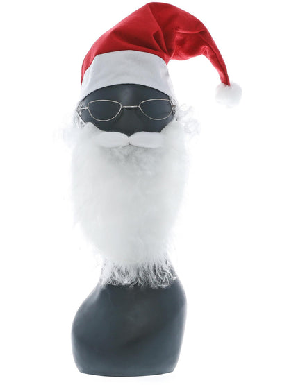 Smiffys Santa Dress Up Kit für Herren in Weiss mit Bart, Brille und Hut mit Haar – Detailansicht
