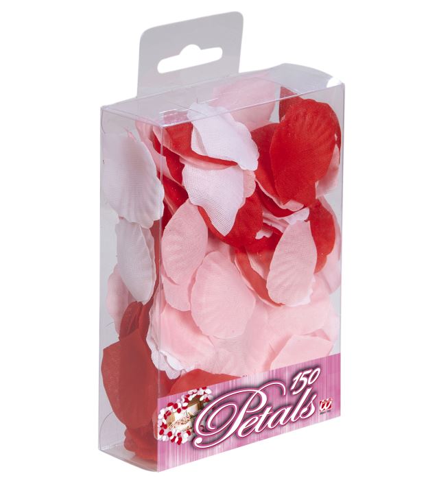Box mit 150 roten, rosa und weißen Blütenblättern zur Feierdekoration