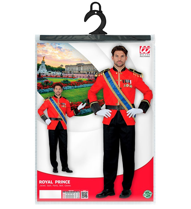 Kostüm Königlicher Prinz mit Jackett, Schärpe, Hose, Gürtel und Handschuhen