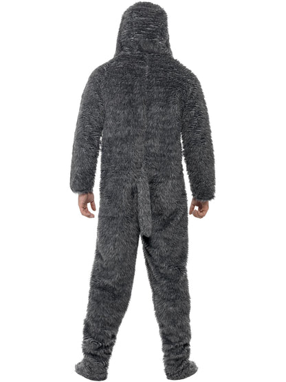 Smiffys Fluffy Dog Kostuem grau mit Kapuze fuer Erwachsene – Detailansicht