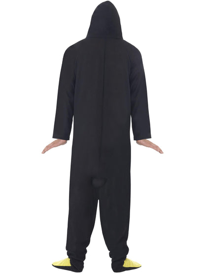 Smiffys BIRD Penguin Kostüm schwarz als Kapuzen-Einteiler für Erwachsene – Detailansicht