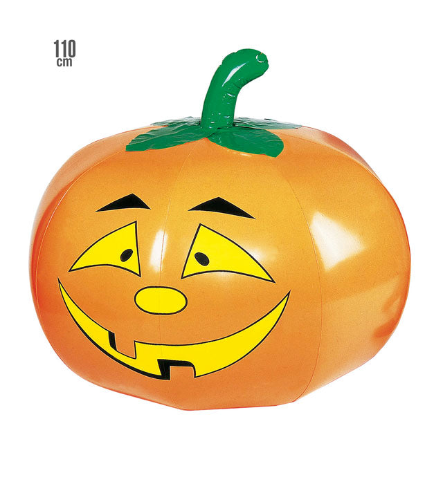 Aufblasbarer grosser orangefarbener Kürbis mit Gesicht, 110x75 cm