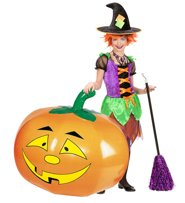 Aufblasbarer grosser orangefarbener Kürbis mit Gesicht, 110x75 cm