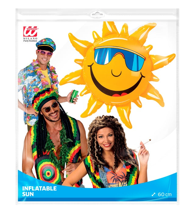 Aufblasbare Sonne 60 cm als bunte Fasnachtsdekoration