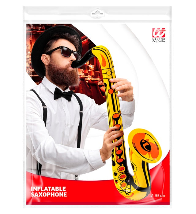 Aufblasbares goldenes Saxophon 55 cm als Fasnachtszubehör