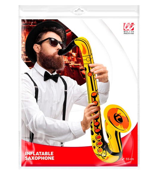 Aufblasbares goldenes Saxophon 55 cm als Fasnachtszubehör