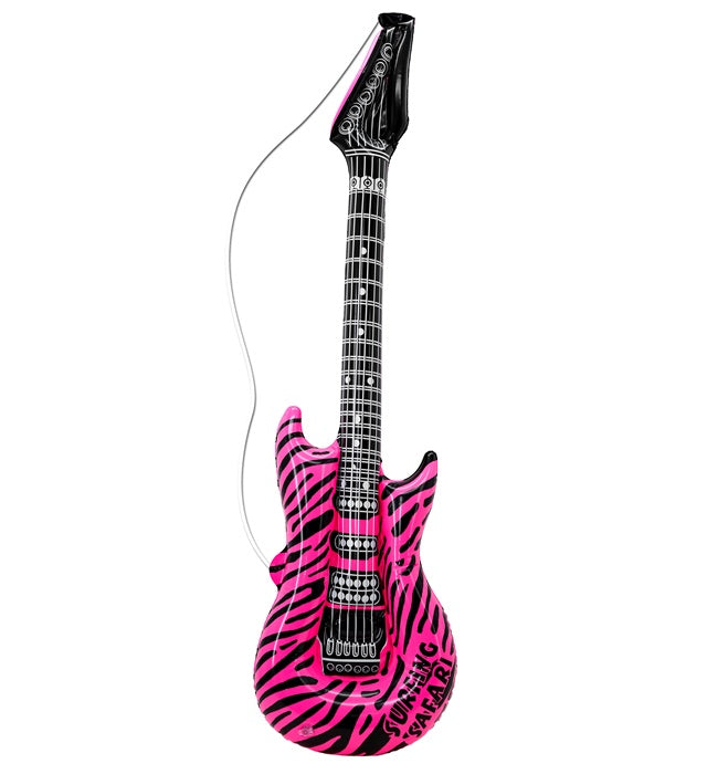Aufblasbare Gitarre mit pinkem Zebramuster, 105 cm lang
