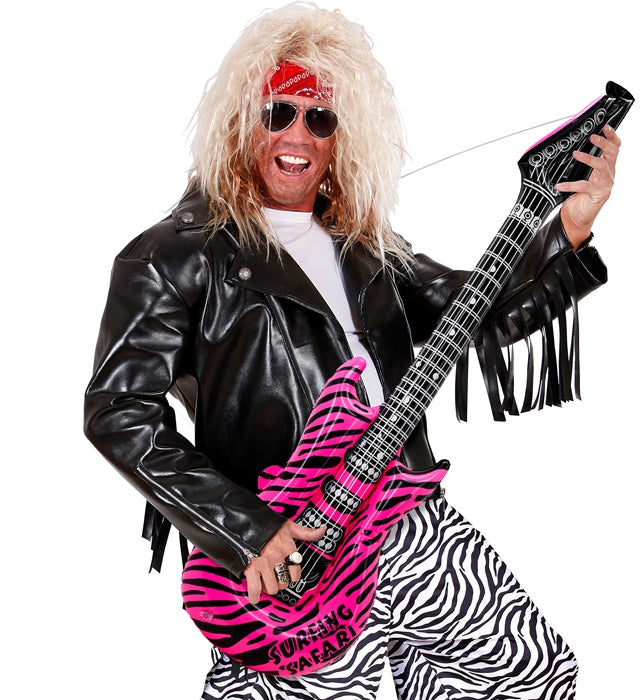 Aufblasbare Gitarre mit pinkem Zebramuster, 105 cm lang
