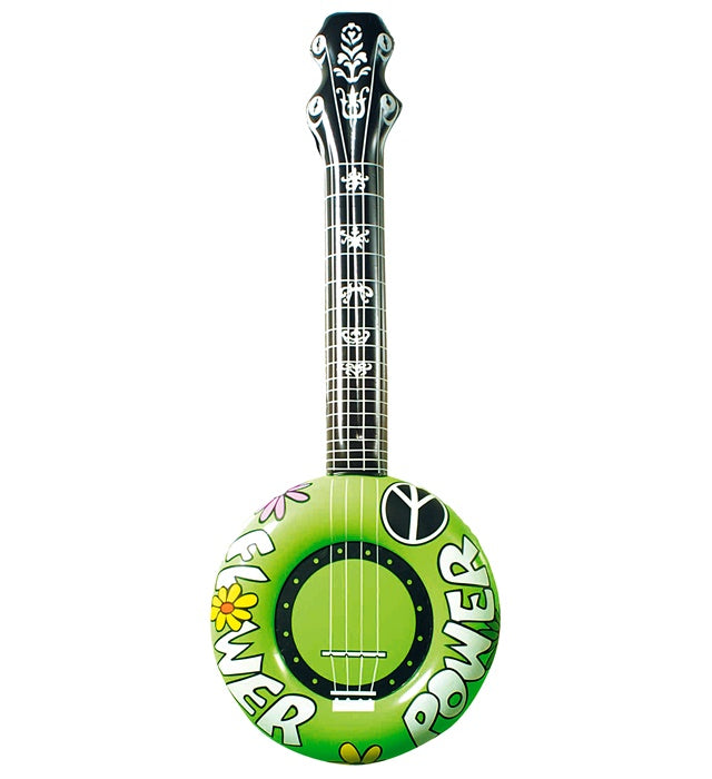 Aufblasbares grünes Banjo 100 cm als Fasnacht Accessoire