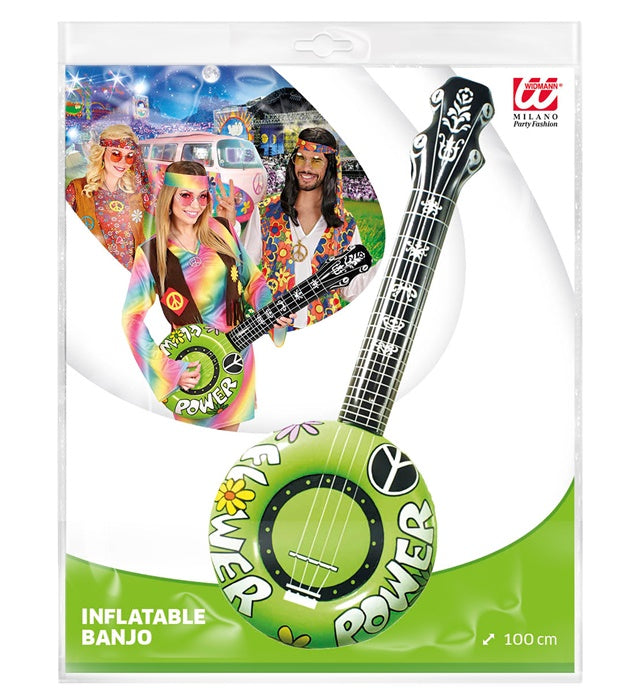 Aufblasbares grünes Banjo 100 cm als Fasnacht Accessoire