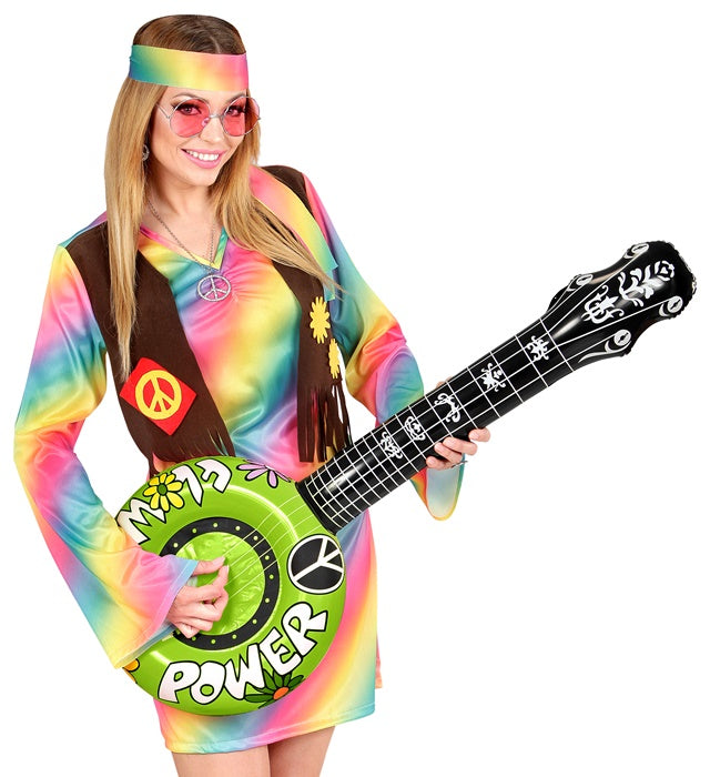 Aufblasbares grünes Banjo 100 cm als Fasnacht Accessoire