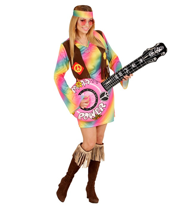 Aufblasbares rosa Banjo 100 cm als Fasnacht- und Karnevalsaccessoire