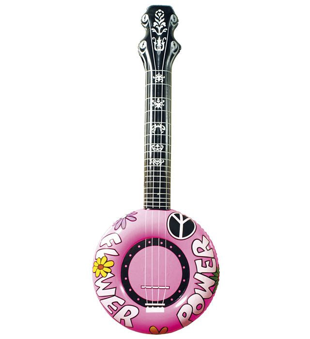 Aufblasbares rosa Banjo 100 cm als Fasnacht- und Karnevalsaccessoire