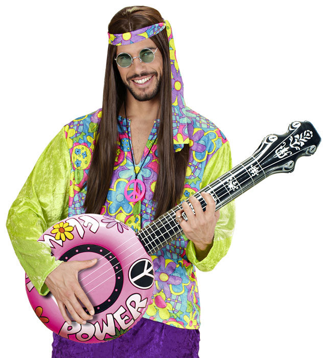 Aufblasbares rosa Banjo 100 cm als Fasnacht- und Karnevalsaccessoire