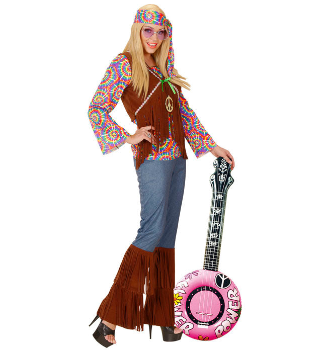 Aufblasbares rosa Banjo 100 cm als Fasnacht- und Karnevalsaccessoire