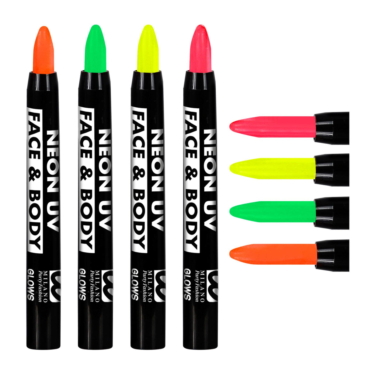 "24 HERAUSDREHBARE NEON SCHMINKSTIFTE" - 3,5 ml - in Displaybox (6 x neon rosa, neon gelb, neon grün, neon orange) – Ansicht 3