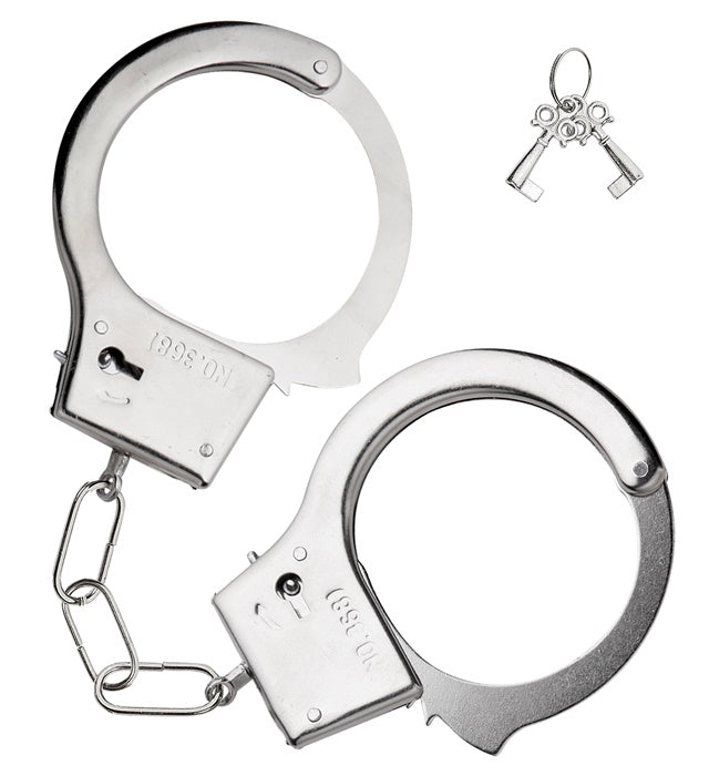 Metall Handschellen mit Schlüssel als Kostümzubehör für Fasnacht und Karneval