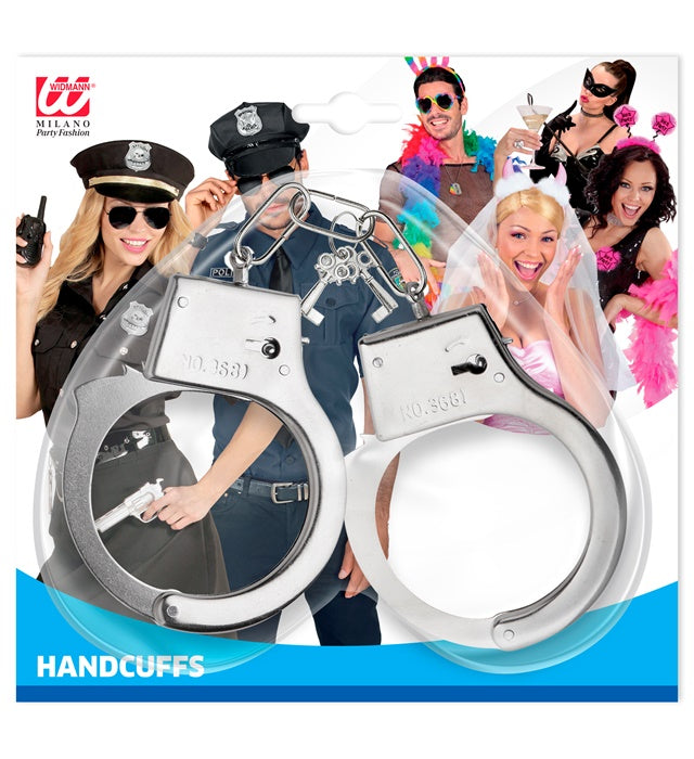 Metall Handschellen mit Schlüssel als Kostümzubehör für Fasnacht und Karneval