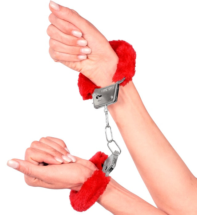 HANDSCHELLEN MIT ROTEM FELL Rot