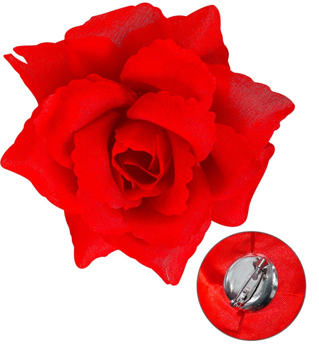 Rote Rosen-Brosche 10 cm als festliches Accessoire