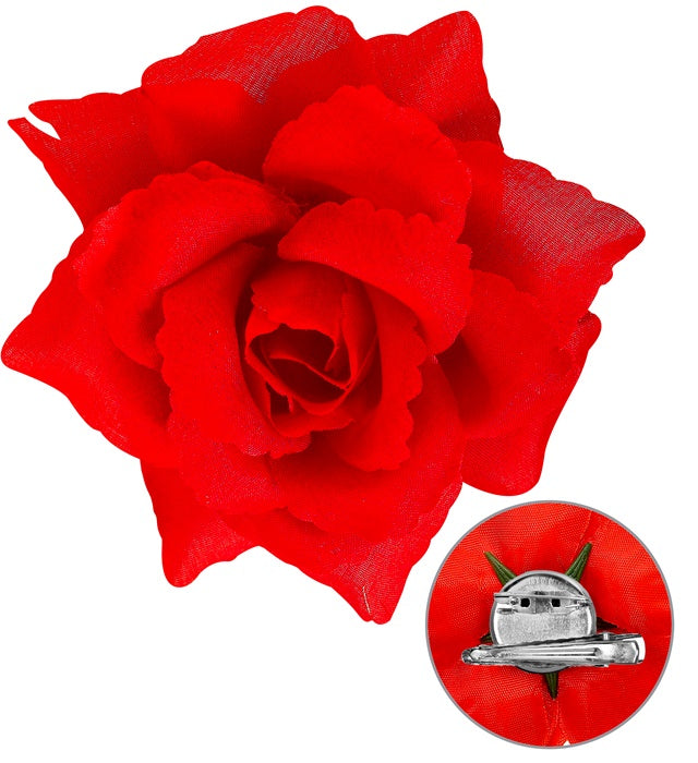 Rote Rosen-Haarspange 10 cm als elegantes Haaraccessoire