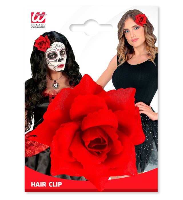 Rote Rosen-Haarspange 10 cm als elegantes Haaraccessoire