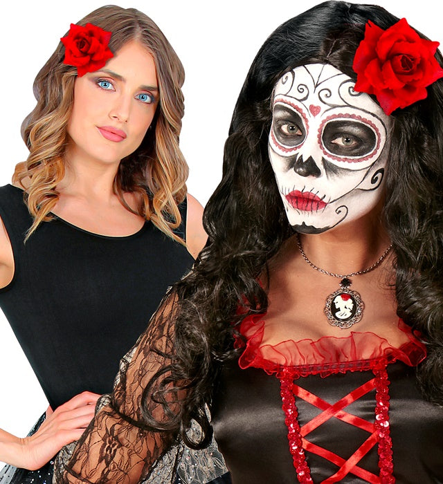 Rote Rosen-Haarspange 10 cm als elegantes Haaraccessoire