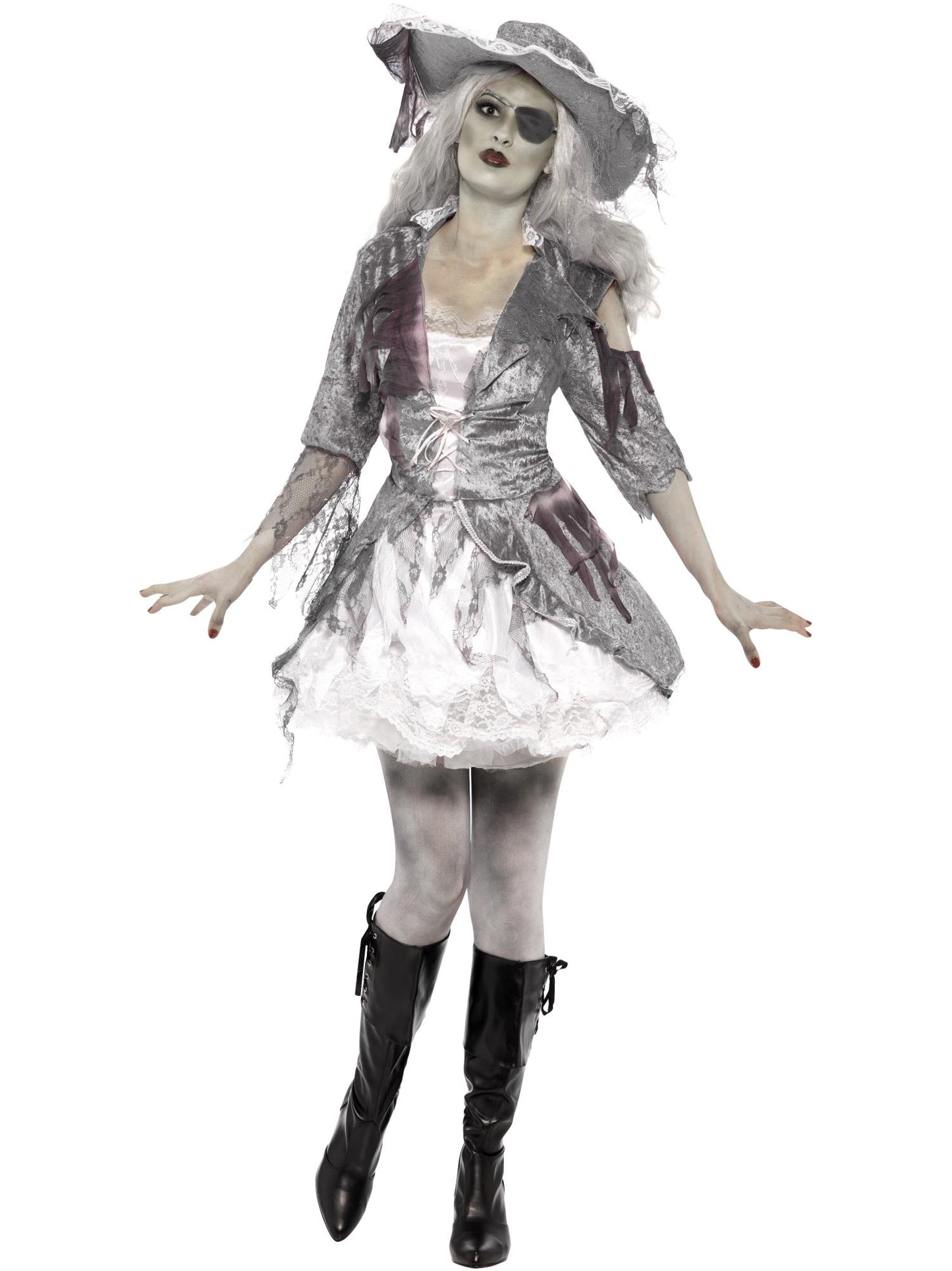 Smiffys Deluxe Ghost Ship Pirate Treasure Costume, Grey CS für Damen