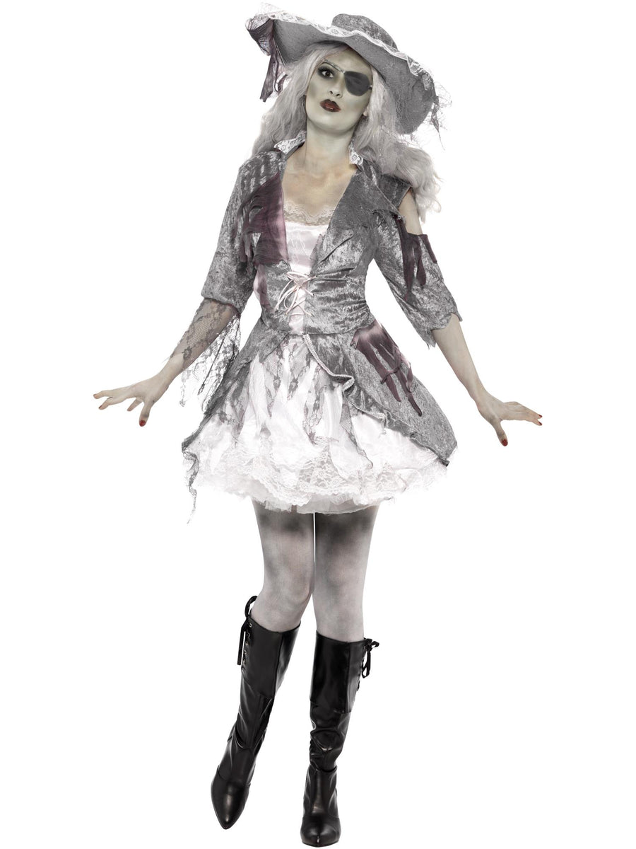 Smiffys Deluxe Ghost Ship Pirate Treasure Costume, Grey CS für Damen