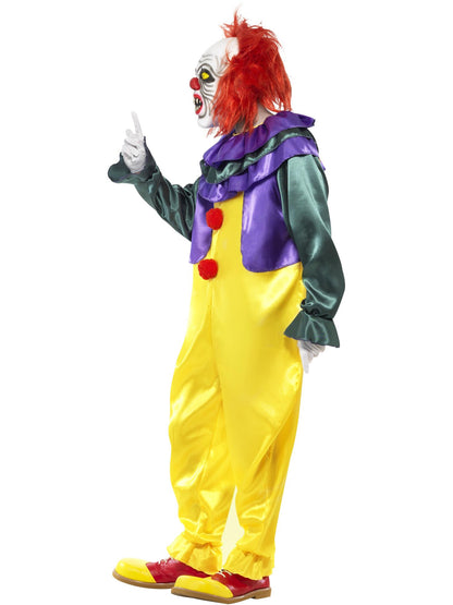 Smiffys Classic Horror Clown Kostüm für Herren mit Overall und Maske – Seitenansicht