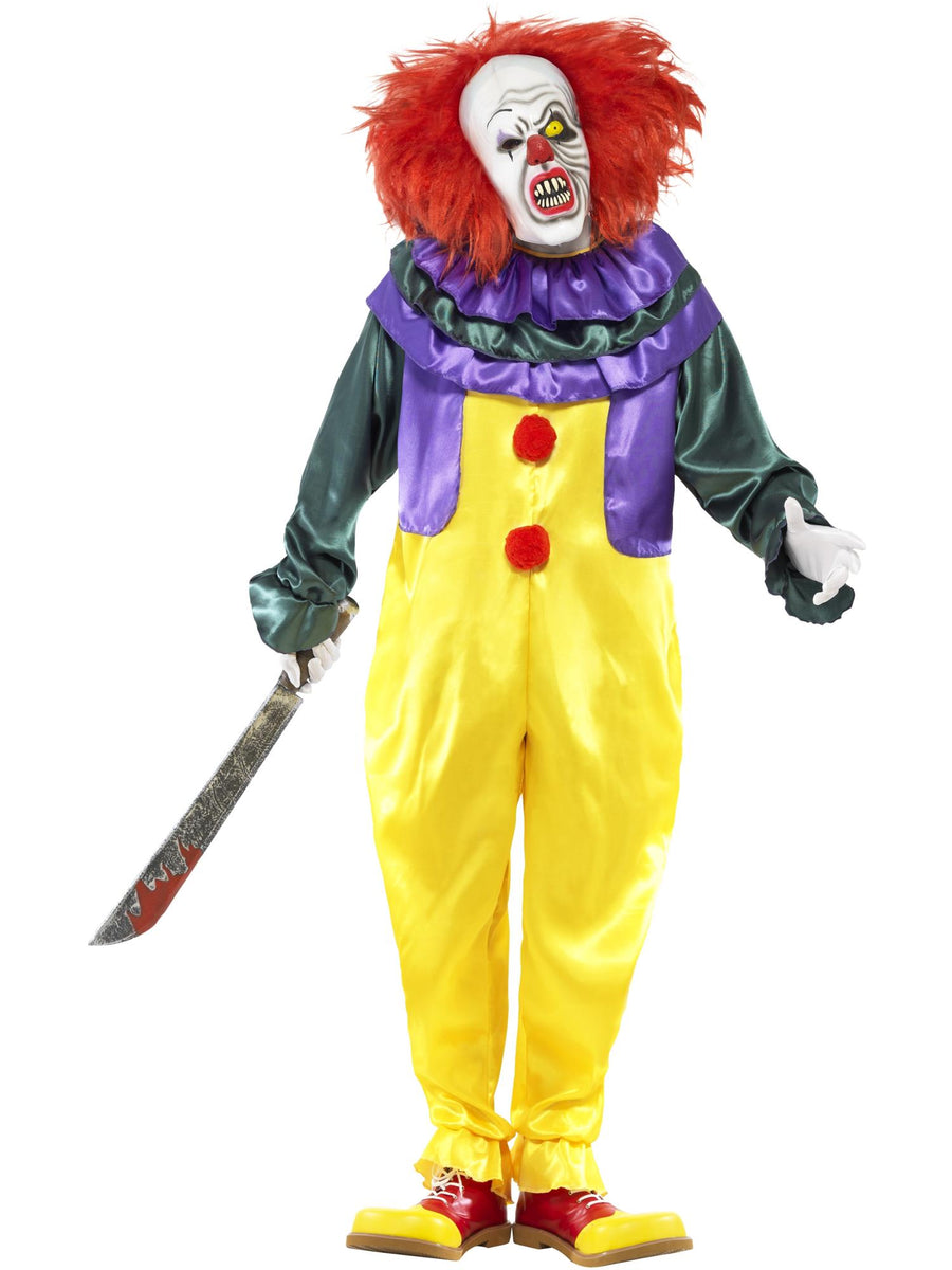 Smiffys Classic Horror Clown Kostüm für Herren mit Overall und Maske – Produktansicht