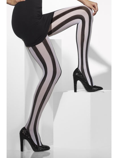 Smiffys Opaque Tights Black White 24549 Modelansicht