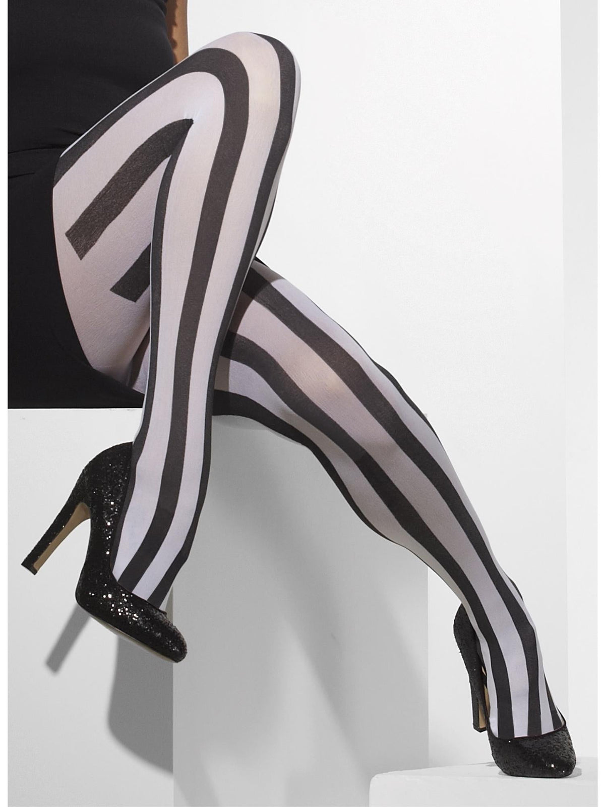 Smiffys Opaque Tights Black White 24549 Produktansicht