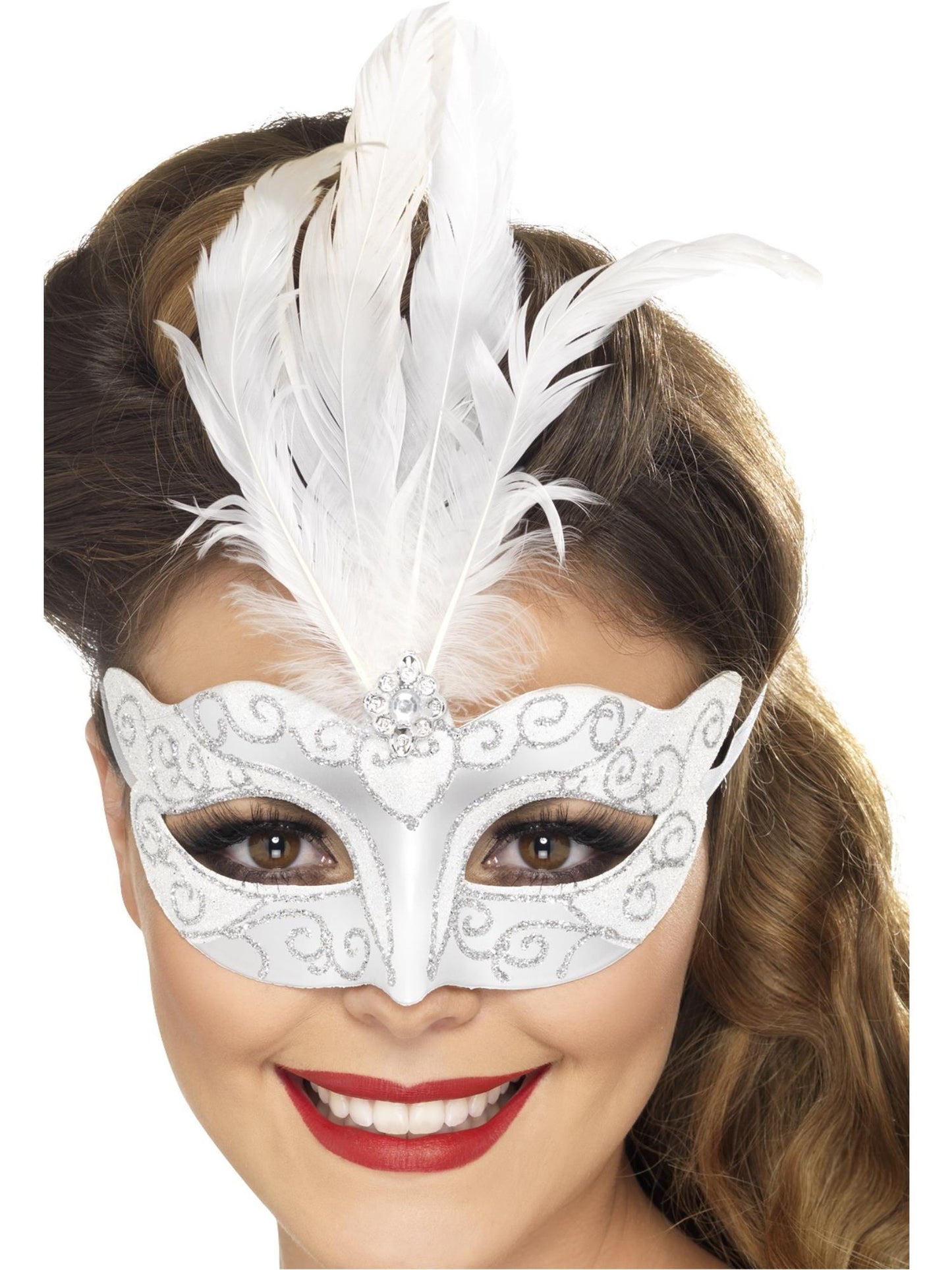 Smiffys COSMETIC Venetian Glitter Eyemask, Silver für Damen